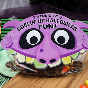 Halloween Goblin Treat Bag Topper, Goblin' Up Halloween Fun, Goblin, Halloween treat, Kids Halloween, Just Add Confetti, Instant Download image 1