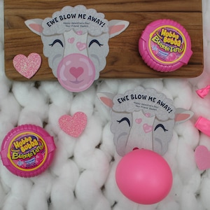 Ewe Blow Me Away, bubble gum kids valentine, school valentine, classroom valentine, valentine exchange, ewe, gum, Just Add Confetti