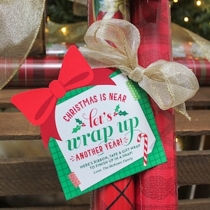 Etichetta regalo di carta da regalo natalizia, concludi l'anno, etichette pop per le vacanze, regalo del vicino, etichetta regalo confezione regalo, regalo dell'insegnante, Basta aggiungere coriandoli