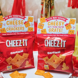 Galletas de queso para San Valentín, imprimibles para San Valentín, San Valentín para niños, San Valentín para el aula, San Valentín para la escuela, adorno para bolsas, solo tienes que añadir confeti