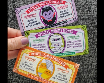 Halloween Play Money Printables, Halloween coupons, Play Money coupons, Halloween vouchers, Halloween Activity, Just Add Confetti