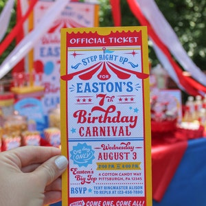 Carnival Birthday Party Invitation Printable, carnival party, kids birthday party, summer party, county fair, circus, Just Add Confetti image 1