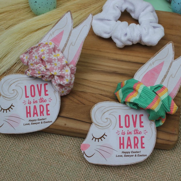 Scrunchie Easter Printable, Love is in the Hare, Scrunchie Easter gift, Bunny Printable, Easter printable, Just Add Confetti