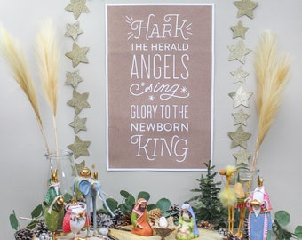 Hark the Herald Angels Sing printable sign, Christmas decor, Christmas wall art, Christmas art print, Christmas gift, Just Add Confetti