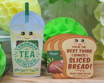 Lemonade and Bread Thank You gift printables, teacher gift, teacher appreciation, employee appreciation, gift card holder, Just Add Confetti