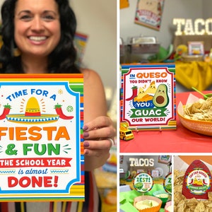 Paquete imprimible de Taco Fiesta de agradecimiento a los maestros, Ideas de regalos para maestros de tacos, Imprimibles de agradecimiento al personal, Almuerzo de la PTO/PTA, Simplemente agregue confeti