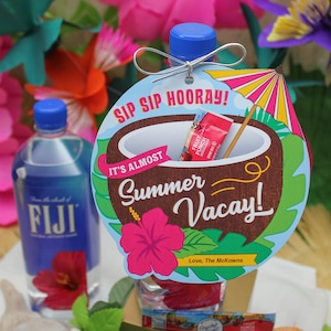 Sip Sip Hooray! It&#39;s Almost Summer Vacay! printable drink tag, Teacher Gift , Teacher Appreciation, Staff Appreciation, Just Add Confetti