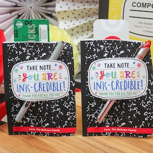 Notizbuch und Stift zum Ausdrucken, Geschenkgutscheinhalter zum Ausdrucken, Geschenkkartenhalter, Lehrergeschenk, Personalgeschenk, Jahresendegeschenk, Just Add Confetti