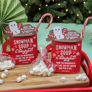Snowman Soup, Hot Cocoa Printable, Hot Chocolate Christmas Gift, School Treat, Classroom Holiday Treat, Instant Download, Just Add Confetti