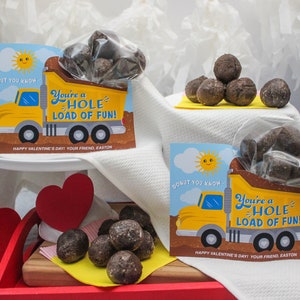 Dump Truck Donut Hole Kids Valentine, donut valentine, kids valentine, school valentine, classroom valentine, preschool, Just Add Confetti