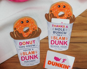 Coffee and Donut Teacher Appreciation printable, gift for staff, thank you gift, gift for coach, slam dunk, teacher gift, Just Add Confetti