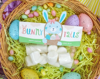 Bunny Tails treat bag topper—Personalizable Editable PDF—Perfect for gift giving, Easter basket treats, classroom treats—Instant download