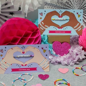 Beaded Bracelet Valentine, Kids Valentine Printable, Valentines for Girls, Classroom Valentines, School Valentines, DIY, Just Add Confetti image 1