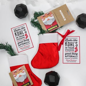 Kohls Weihnachtsgeschenkkarte Tag druckbar, Geschenkanhänger, Kohls in Ihrem Strumpf, Kohle, Strumpf, Weihnachtsgeschenk, Geschenkkarte, Just Add Confetti