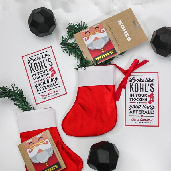 Kohl's Christmas Gift Card Tag Printable, gift tag, Kohl's in your stocking, coal, stocking, Christmas gift, gift card, Just Add Confetti