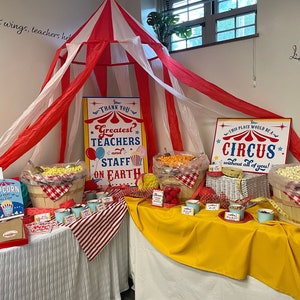 Lehrer Wertschätzung Zirkus Karneval Printable Pack, Zirkus Karneval Lehrer Geschenkidee, Personal Wertschätzung, PTO PTA Mittagessen, nur Konfetti hinzufügen