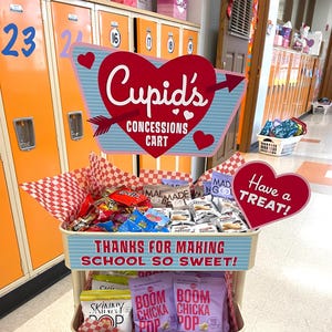 Waardering voor leraren Valentijnsdag Snackkar afdrukbare items, PTO, PTA, Valentijnsdag waardering leraar en personeel, voeg gewoon confetti toe