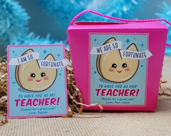 Fortune Cookie Teacher Gift Tag, Fortunate Gift Tag, Teacher Classroom Kids Gift, Teacher Gift, Teacher Appreciation, Just Add Confetti
