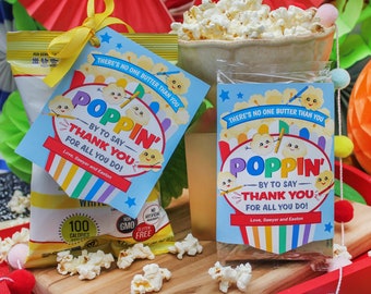 Popcorn Teacher Appreciation Printable, Teacher Gift, Popcorn, Gift Tag, Popcorn Label, Staff Appreciation, Thank You, Just Add Confetti