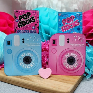 Instant camera valentijnsdag, Valentijn afdrukbaar, camera valentijn, kinderen valentijnsdag, klas valentijn, school valentijnskaarten, gewoon confetti toevoegen