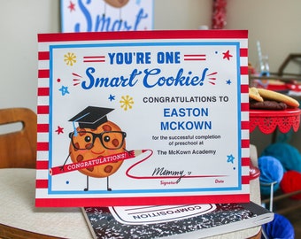 Certyfikat ukończenia szkoły Smart Cookie do wydrukowania, EDYTOWALNY PDF, ukończenie przedszkola, ukończenie przedszkola, szkoła średnia, Just Add Confetti