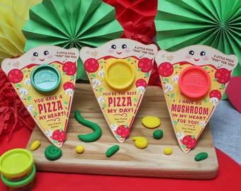 Pizza Play Deeg Valentijn afdrukbaar, niet-snoep valentijn, afdrukbaar valentijn, klasfeest valentijnskaarten, kinderen valentijn, voeg gewoon confetti toe