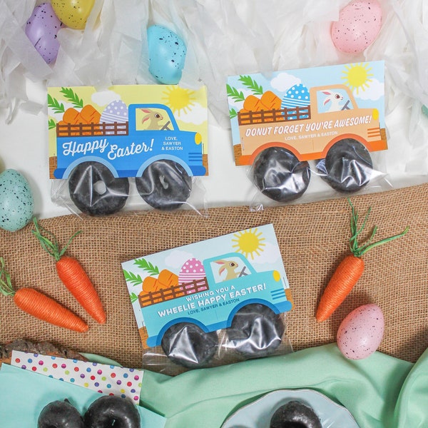 Bunny Truck Donut Easter Treat, Easter gift, Easter party favor, donut favor, Easter bunny, Easter donuts, classroom gift, Just Add Confetti