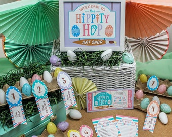 Easter egg decorating contest printables, Easter printable pack, Easter party printables, Easter eggs, competition, hop, Just Add Confetti