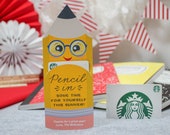 Pencil gift card holder printable, teacher gift, teacher appreciation, staff gift, end of the year gift, gift card holder, Just Add Confetti