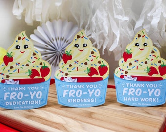 Fro Yo Thank You Gift Printable, frozen yogurt, gift card holder, teacher gift, staff gift, employee appreciation, Just Add Confetti