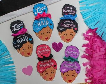 Scrunchie Valentine Printable - Kids Valentine, school valentine, girl valentine, classroom valentine, Just Add Confetti - INSTANT DOWNLOAD