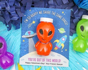 Alien Kids Valentine Printable - Space, UFO, Alien Slime, Editable Valentine, Classroom Valentine, School Valentine, Just Add Confetti