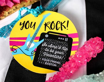 You Rock! Amp'd up kids valentine printable, school valentine, classroom valentine, guitar and amp, Just Add Confetti - INSTANT DOWNLOAD