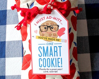 Smart Cookie teacher appreciation gift tag printable, teacher gift, end of the year gift, editable PDF printable, Just Add Confetti