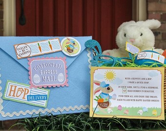 Surprise Easter Bunny Egg Hunt Printables, Cottontail Express Mail, front porch gift, Easter printables, Easter gift, Just Add Confetti