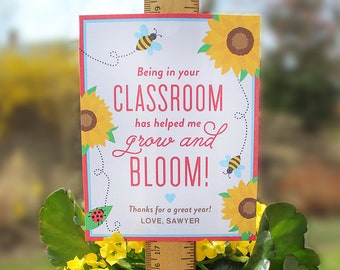 Bloom in your Classroom teacher gift tag printable, teacher appreciation, end of the year gift, Just Add Confetti, editable PDF printable