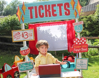 Retro Drive-In Movie Birthday Party Ticket Booth Printable Signs - outdoor movie birthday party, drive-in ticket booth, DIY printables