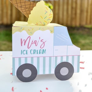 Ice Cream Truck favor box - personalized printable PDF - Ice Cream Party, Party Favor, Summer Party, Kids Birthday,