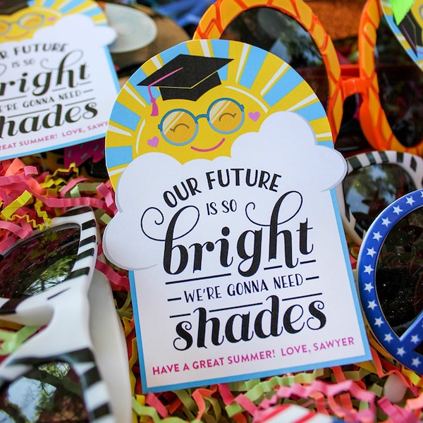 Future So Bright We're Gonna Need Shades graduation favor tags - INSTANT DOWNLOAD - preschool graduation, kindergarten graduation,