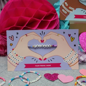 Beaded Bracelet Valentine, Kids Valentine Printable, Valentines for Girls, Classroom Valentines, School Valentines, DIY, Just Add Confetti image 2