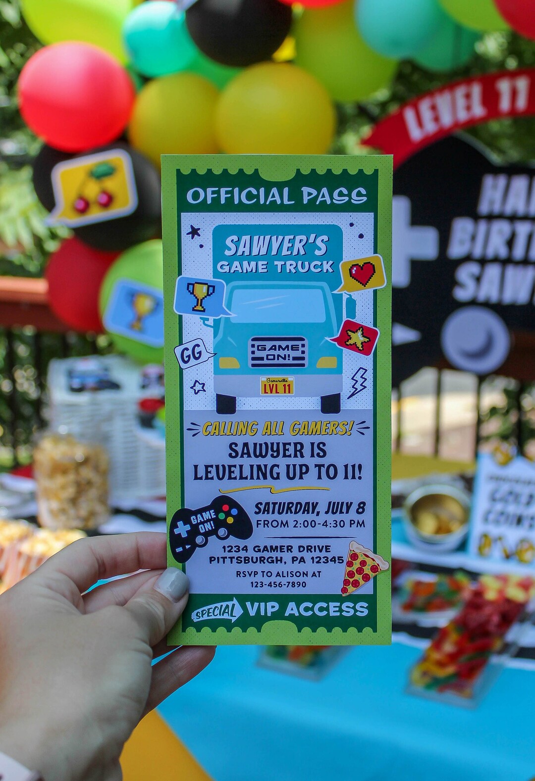 Game Truck Invitation Printable, Ticket Invitation, Video Game Birthday ...