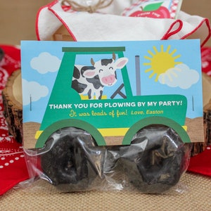 Tractor Donut Party Favor, Farm Party, Farm Birthday Party, Farm favor, party favor, thank you, pig, cow, tractor, Instant download image 5