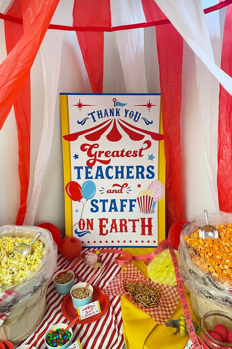 Teacher Appreciation Circus Carnival Printable Pack, Circus Carnival Teacher Gift Idea, Staff Appreciation, PTO PTA Lunch, Just Add Confetti image 2