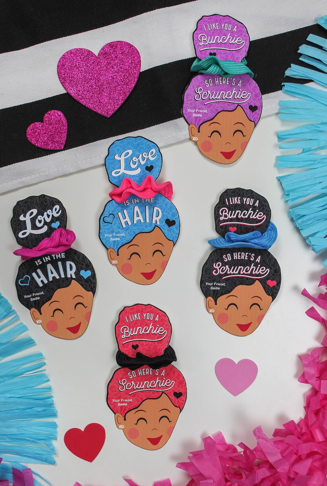 Scrunchie Valentine Printable Kids Valentine School Etsy