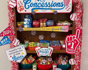 Baseball Teacher Appreciation Printable Pack,  Concessions, Faculty Room, Teacher Gift Idea, Staff Appreciation, PTO, PTA, Just Add Confetti