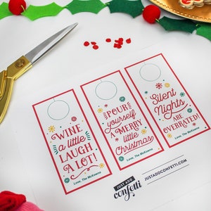 Christmas Wine Bottle Gift Tags, Printable Wine Tags, Bottle Tags, Wine ...