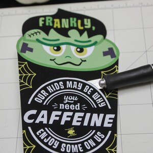 Frankly, Need Caffeine Halloween Coffee gift card printable, Frankenstein, teacher gift, gift card holder, Halloween gift, Just Add Confetti image 4