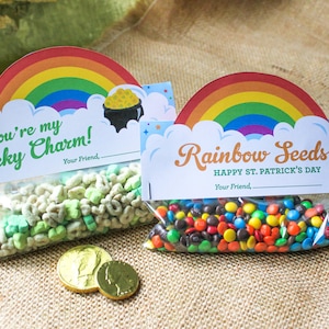 St. Patrick&#39;s Day Treat Bag Toppers, Printables, Rainbow Seeds, Lucky Charm, St. Patrick&#39;s Day classroom treats, Kids St. Patrick&#39;s Day