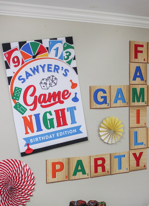 Game Night Party Printable Poster Birthday Party Decorations Family Game Night Party Printable Poster Birthday Party Decorations Family