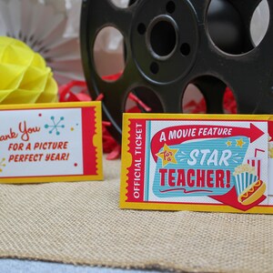 Movie Ticket teacher gift printable, teacher gift, teacher appreciation, movie night, thank you gift, gift card holder, Just Add Confetti image 10